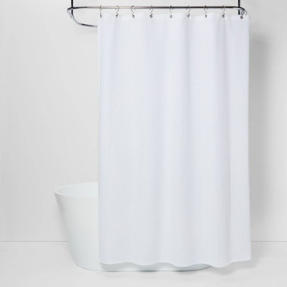 White Waffle Shower Curtain - Luxury Home Bath